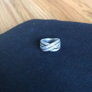 David Yurman diamond and silver braided ring